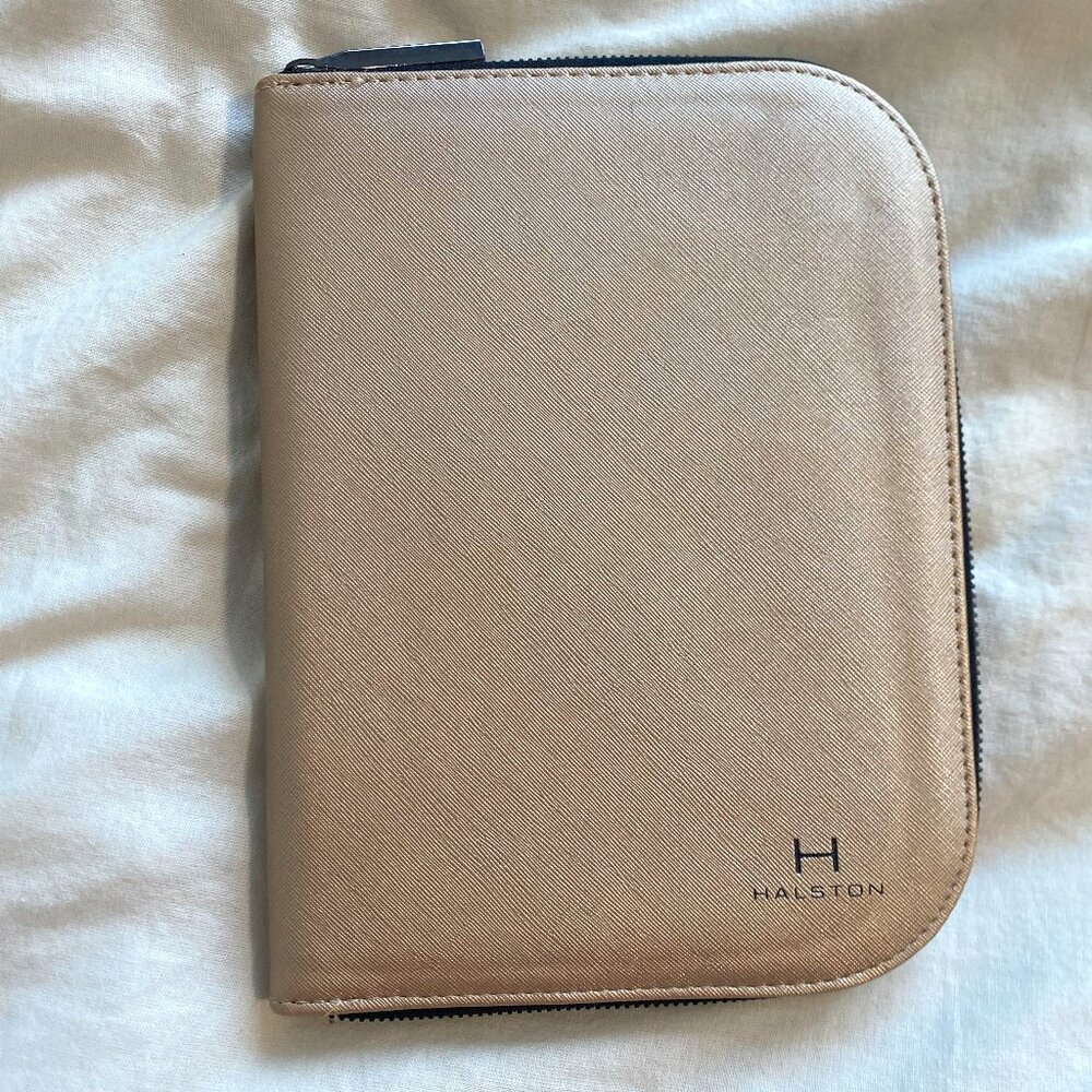 H By Halston‎ Shine Tan Zip Around Travel Jewelry Case Organizer Portfolio